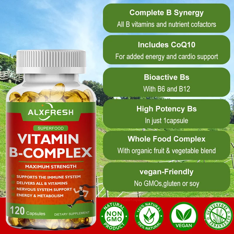 B-Complex Vitamin (B12-B1-B2-B3-B5-B6-B9 Folic Acid&Biotin)