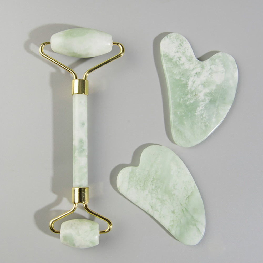 Natural Jade Face Roller Gua Sha