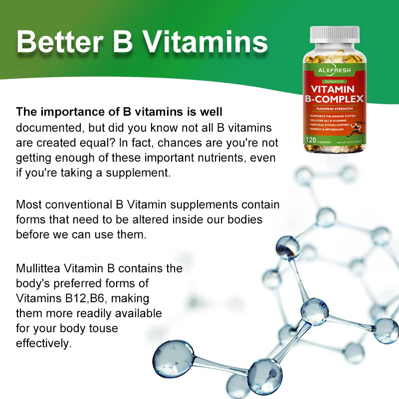 B-Complex Vitamin  (B12-B1-B2-B3-B5-B6-B9 Folic Acid&Biotin)